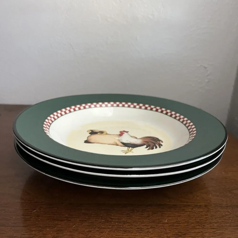 Lot of 3 18 Henry & Company Farm Animals Checker Band Rimmed 9